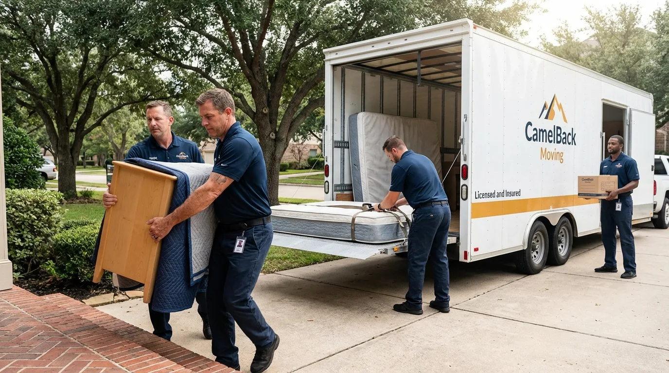 Crew loading residential truck for cross-state move from Amelia Court House, VA
