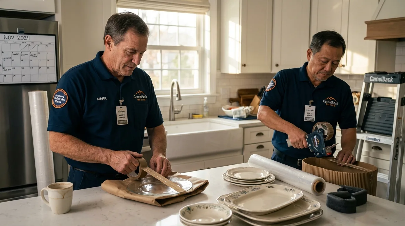 Professional crew packing kitchen dishware in Amelia Court House, VA